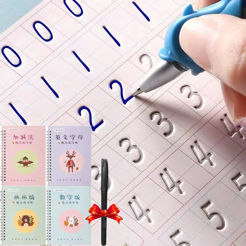 Free Shipping SANK Copybooks Pen Magic Copy Book Free Wiping Children'S Kids Writing Sticker Practice Copybook for Calligraphy