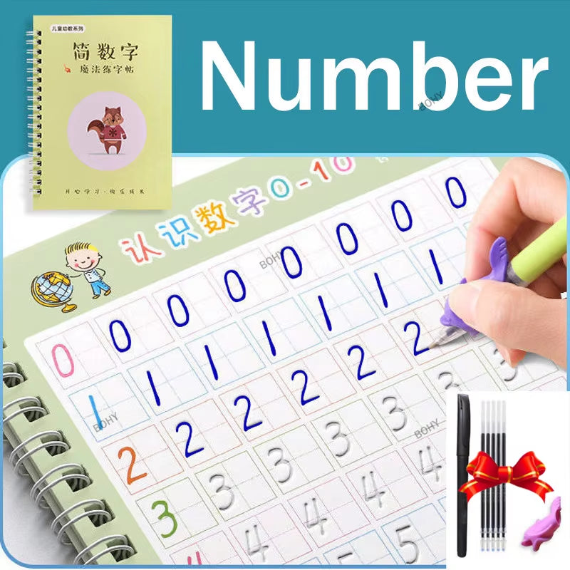 Free Shipping SANK Copybooks Pen Magic Copy Book Free Wiping Children'S Kids Writing Sticker Practice Copybook for Calligraphy